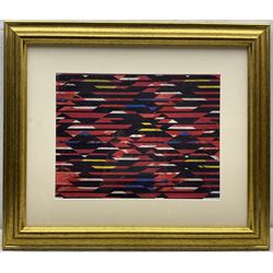 Lyubov Sergeyevna Popova (Russian 1889-1924): Abstract Design, gouache and mixed media signed and dated 1920, 29cm x 39cm
Notes: this is probably a design for a textile pattern. Her father Sergei Maximovich Popova owned a very successful textile factory where she worked in the early 1920's until her death from scarlet fever in 1924
Provenance: Hotel des Ventes de Monte Carlo 26th July 2014, Lot 113A
