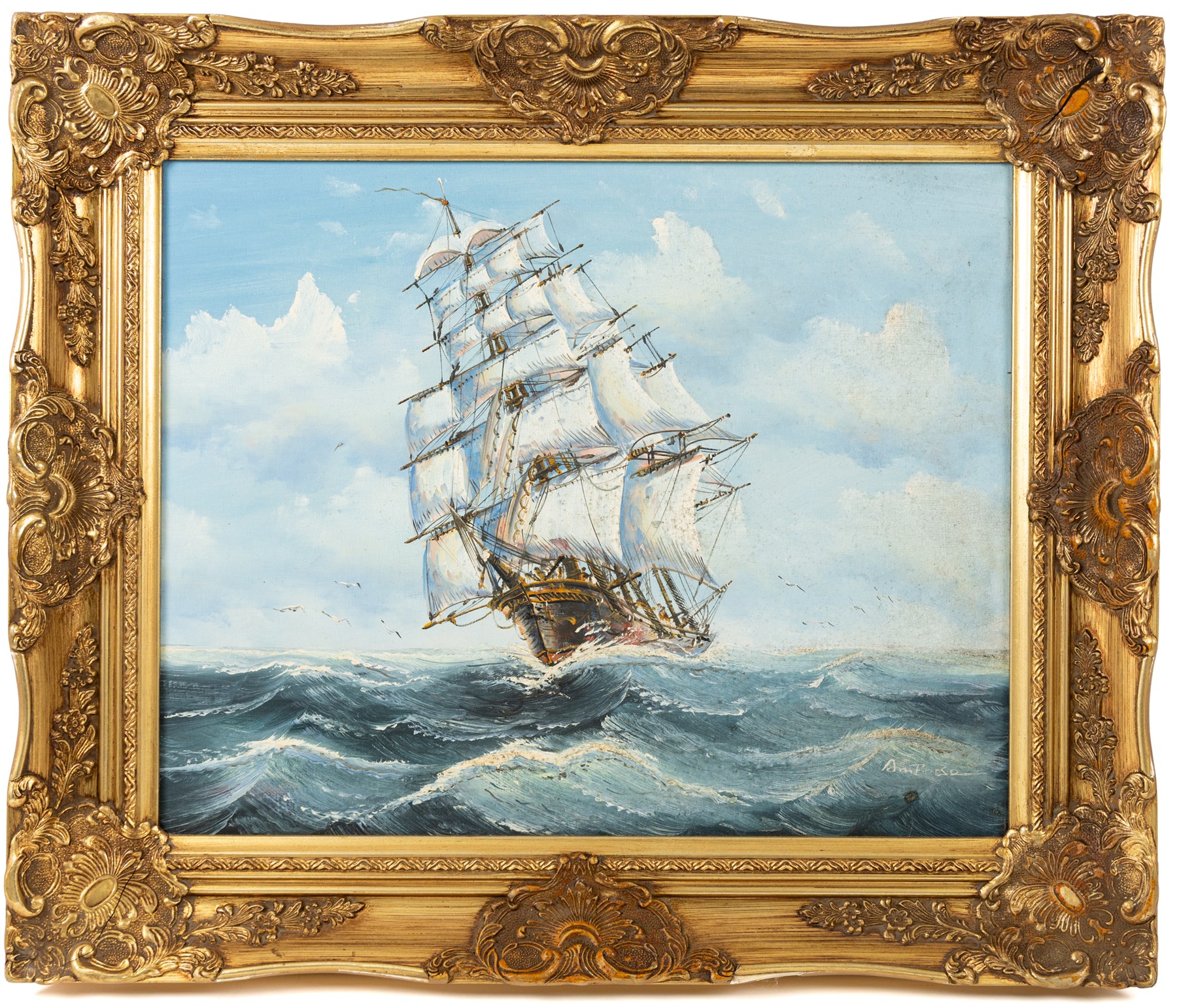 John Ambrose (Cornish 1931-2010): Ships in Full Sail, pair of oils on board signed 49cm x 39cm (2)