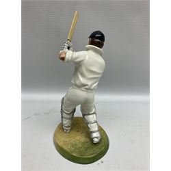 Royal Doulton limited edition figure of Geoffrey Boycott O.B.E, HN3890, no 253/8114, together with four Royal Doulton limited edition character jugs of cricket interest, comprising The Hampshire Cricketer D 6739, no 3903/5000, Freddie Trueman O.B.E, D 7090, no 502/9500, Brian Johnners Johnston, D 7018, no 1281/9500 and Len Hutton D 6945 no 263/9500, four with certificates, one with box