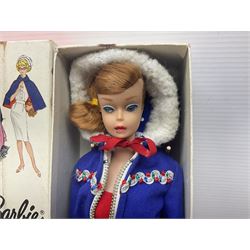Two 1960s Mattel Barbie fashion dolls - 'Ski Queen' and 'Career Girl'; each in original decorative box with paperwork; and a quantity of Mattel and other fashion doll clothing