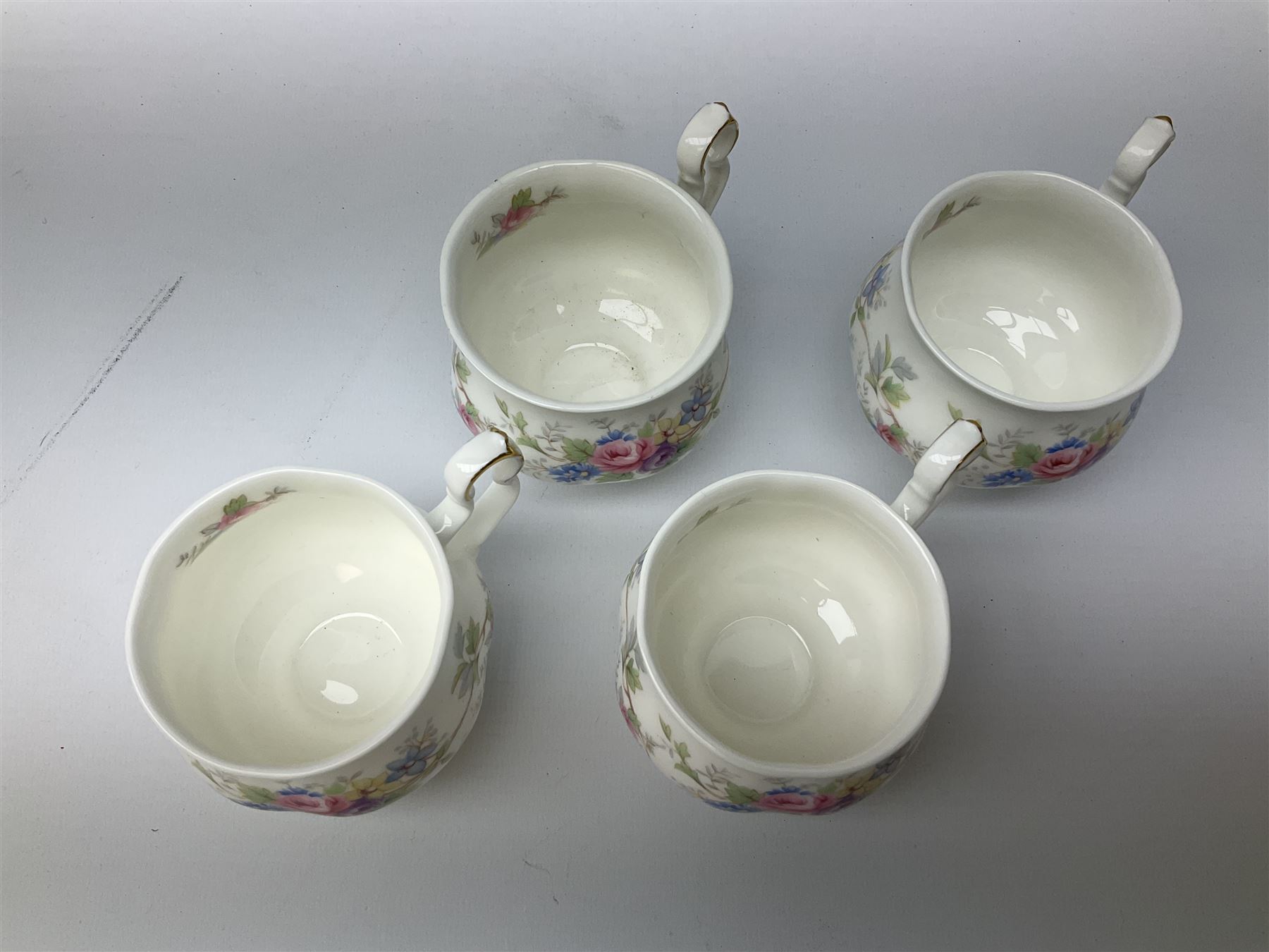 Royal Albert Colleen pattern tea ware comprising teapot, milk jug, sucrier, four cups and six saucers
