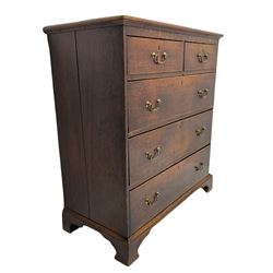 Georgian oak chest, straight front fitted with two short and three long drawers, on bracket feet