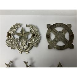 Thirteen Scottish metal Glengarry badges including Black Watch, Highland Regiment, Cameronians, Argyll & Sutherland, Seaforth Highlanders, Kings Scottish Own Borderers etc