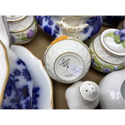 Quantity of Victorian and later ceramics to include Victoria of Czechoslovakia set of six coffee cans and saucers decorated with flowers and gilding, Hammersley & Co set of six coffee cans and saucers, blue and white part tea service, Franklin Mint 'Le Cordon Bleu' preserve pots