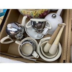 Everhot tea set, comprising of teapot, milk jug and sucrier, two Dr Nelson inhaler, together with other ceramics and collectables, in three boxes 