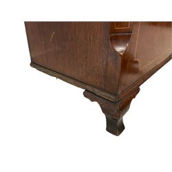 Jeremiah Henderson of Scarborough - 8-day longcase clock in an Elm case c1765,  with a flat top and broad cornice, square hood door flanked by two plain turned pilasters with gesso capitals, long trunk with a conforming door and break arch top, square brass dial with a matted centre, cast spandrels and ringed winding holes, silvered chapter ring with Roman numerals, five minute Arabic's, minute track and finely pierced matching steel hands, dial pinned to a rack striking movement with an anchor escapement. With weights and pendulum. Jeremiah Henderson was the son of Robert Henderson, the first recorded clockmaker in Scarborough. 