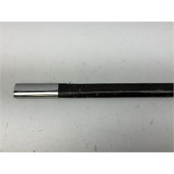 Replica knight's longsword, the 91.5cm double-edged steel blade with basket hilt and wire-bound bone grip with spherical pommel, in leather scabbard L112cm overall