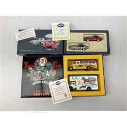 Corgi - eight die-cast model sets comprising D54/1 Four National Resources Vans; 97740 The Times Classic Set; D47/1 The Bash Street Kids; America's York Fair 225 Years; 97701 Two Jaguar E-Types; 97200 BRS Vans; 97690 Ferrari 1962 Tourist Trophy Set; and 97705 Jaguar 1953 RAC Rally Set; most limited editions; all boxed (8)