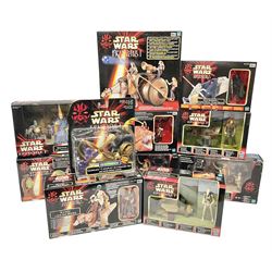 Star Wars - Episode 1 - Kaadu & Jar Jar Binks, Jabba The Hutt, two x Mos Espa Encounter, Opee & Qui-Gon Jinn, Watto's Box, Ammo Wagon & Falumpaset, Gungan Assault Cannon, Sith Speeder & Darth Maul, Armoured Scout Tank with Battle Droid and Gungan Catapult Accessory Set; all boxed (11)