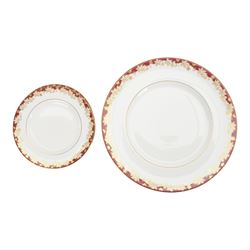 Royal Doulton Winthrop dinner service for eight, including dinner plates, side plates, twin handled bowls and saucers, two covered dishes, two sauceboats and saucers etc 