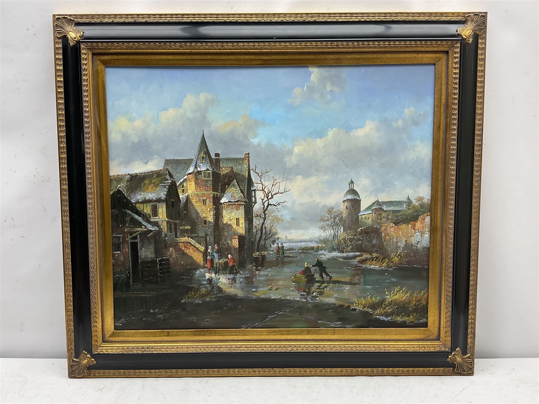 Continental School (20th century): 'A Winter's Evening', oil on board unsigned 50cm x 60cm