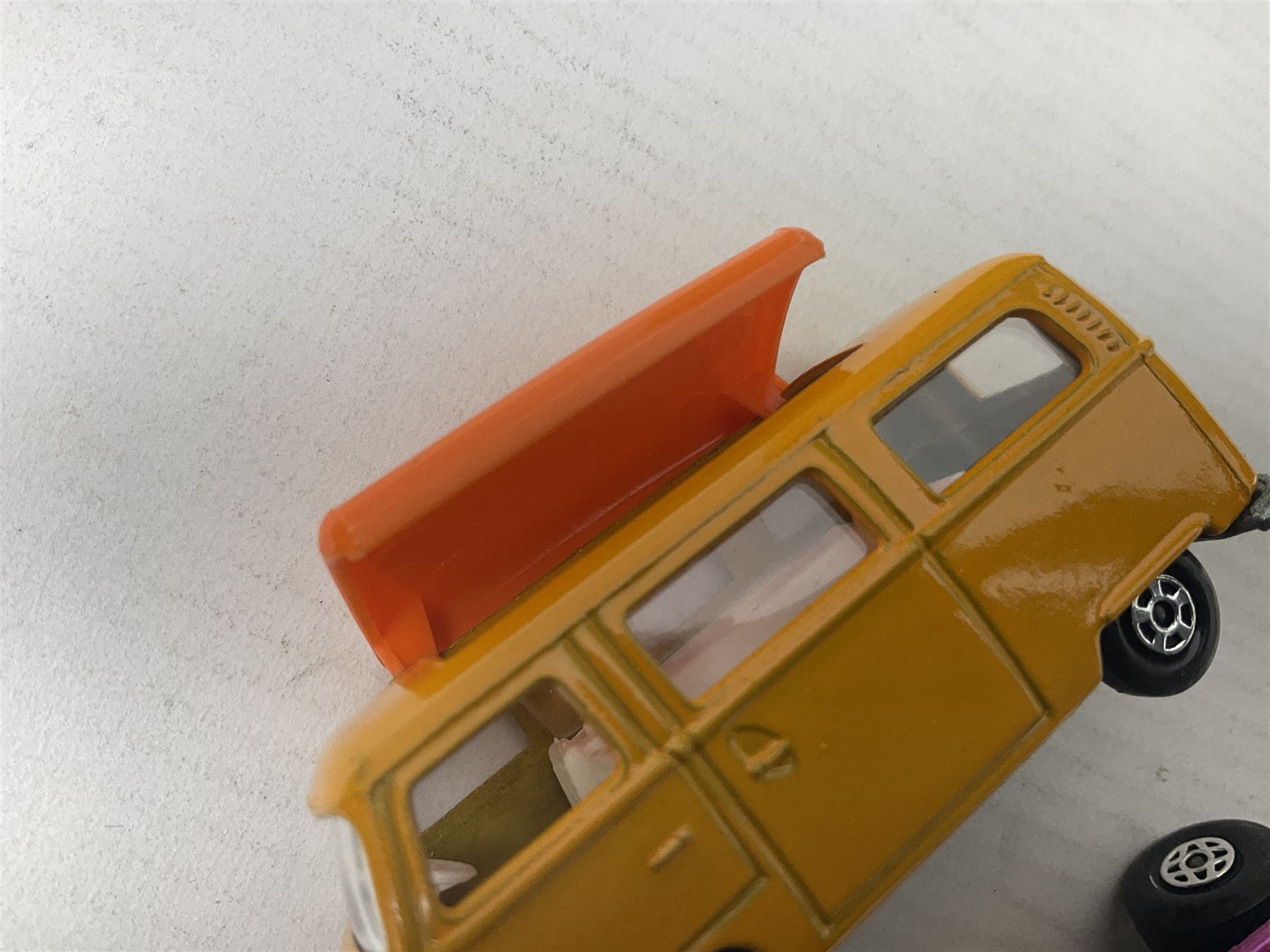 Matchbox 1-75 Series 'Superfast' ex-shop stock - eight models comprising 22d Freeman Intercity Commuter, 23e Volkswagen Camper, 29d Racing Mini, 30d Beach Buggy, 32d Maserati Bora, 34d Formula 1 Racing Car, 36d Hot Rod Draguar and 40d Vauxhall Gildsman 1; all boxed; and an unboxed 31d Volksdragon (9)