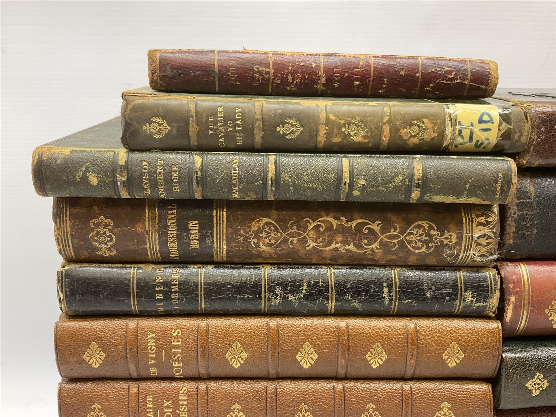 Twenty-seven 19th century leather bound books including The History of Napoleon Edited by R.H. Horne.1841; The Great Diamonds of the World by Edwin W. Streeter. 1882 Second edition; works by Voltaire; etc (27)