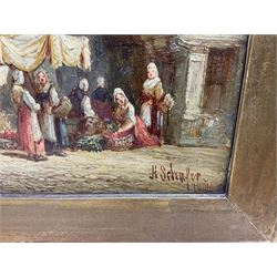 Henry Thomas Schafer (British 1854-1915): Antwerp Town Scenes, pair oils on canvas signed and dated 1890, 39cm x 30cm (2)