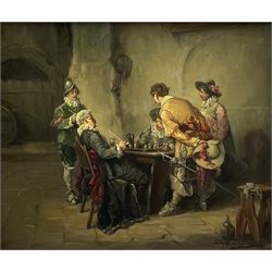 Luigi G Baldera (Italian 19th/20th century): The Game of Chess, oil on canvas signed 52cm x 62cm