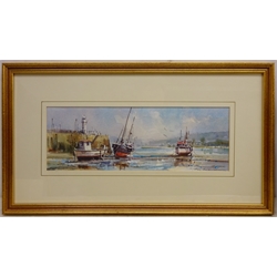  'St Ive's Harbour', watercolour signed by Ray Balkwill (British 1948-), titled verso 13cm x 37cm   