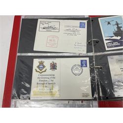 Mint block of twenty Royal Mail Remembrance Day 1st Class stamps with various signatures around the margin; and thirteen First Day Covers of military/maritime interest