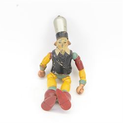 Ediswan Radio jointed wooden advertising figure for Mazda valves, H34cm