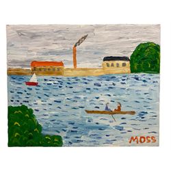 Stephen Moss (British 20th Century) after Renoir: Boaters on a Lake, acrylic on canvas signed 61cm x 76cm (unframed)