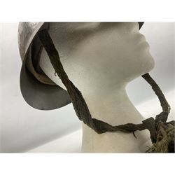 WW2 Japanese Army type 92 steel helmet with infantry star badge to centre, webbing liner and chin strap