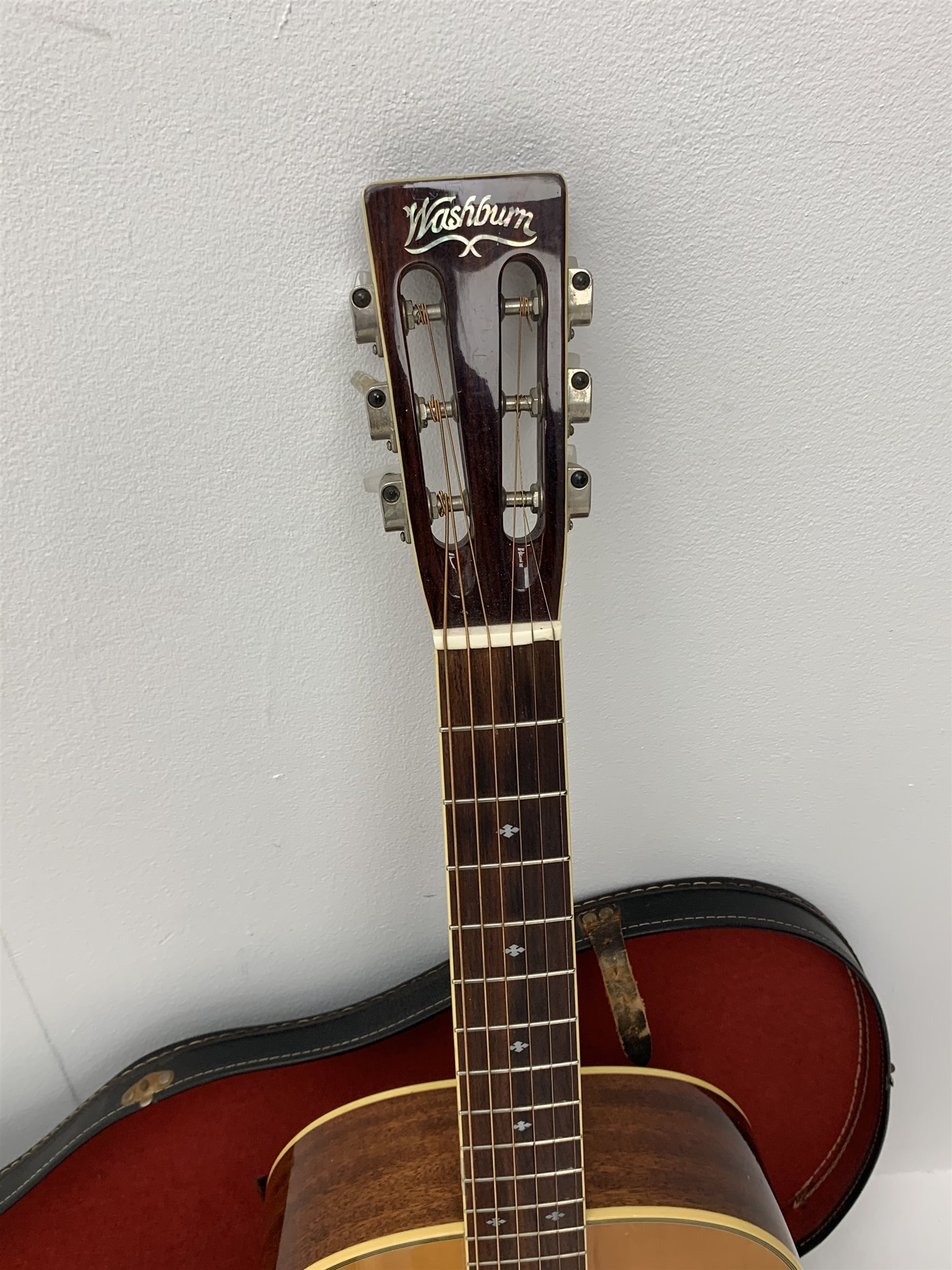 1995 George Washburn acoustic guitar D-34S model no. 9511002, in carrying case 