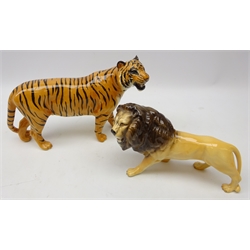  Beswick Tiger and Lion, L30cm max  