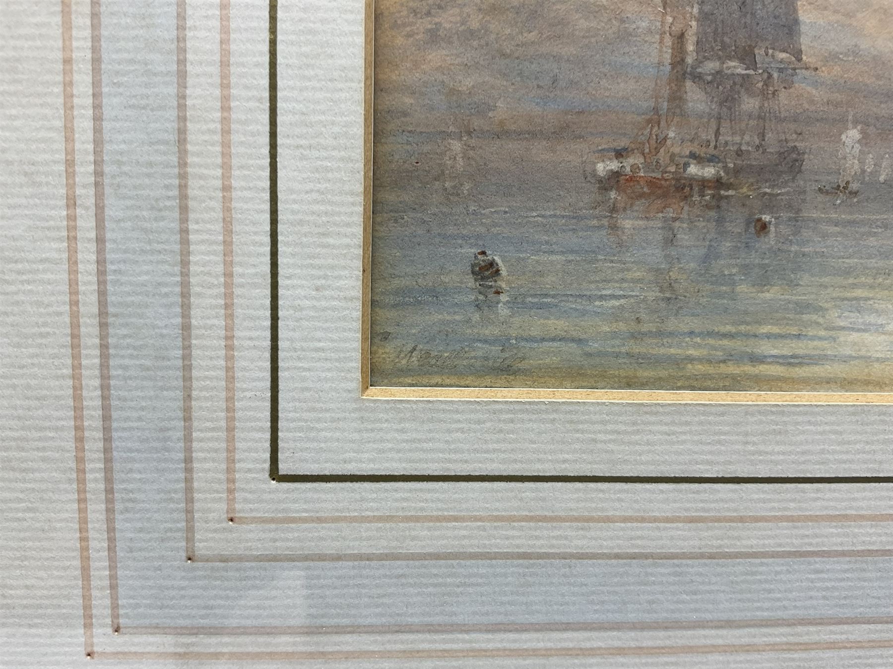 George Weatherill (British 1810-1890): Shipping Off Whitby at Sunset, watercolour signed 12cm x 20cm