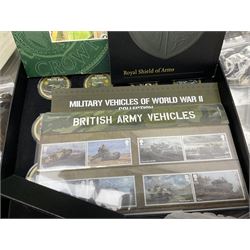 Commemorative and other coinage, including various Queen Elizabeth II 'London 2012 sports collection' fifty pence coins on cards, commemorative crowns, Millennium 2000 'Time Capsule' coin set, channel islands old round one pound coins, part sets etc