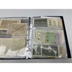 Collection of German banknotes, mostly dating between 1914 and 1950, many being of a high grade, including various notgeld, ration vouchers etc, with vendor's inventory, housed in a ring binder