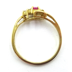  18ct gold pink sapphire and diamond ring hallmarked  