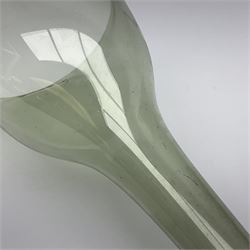 Georgian hand-blown green glass wine funnel, H32cm