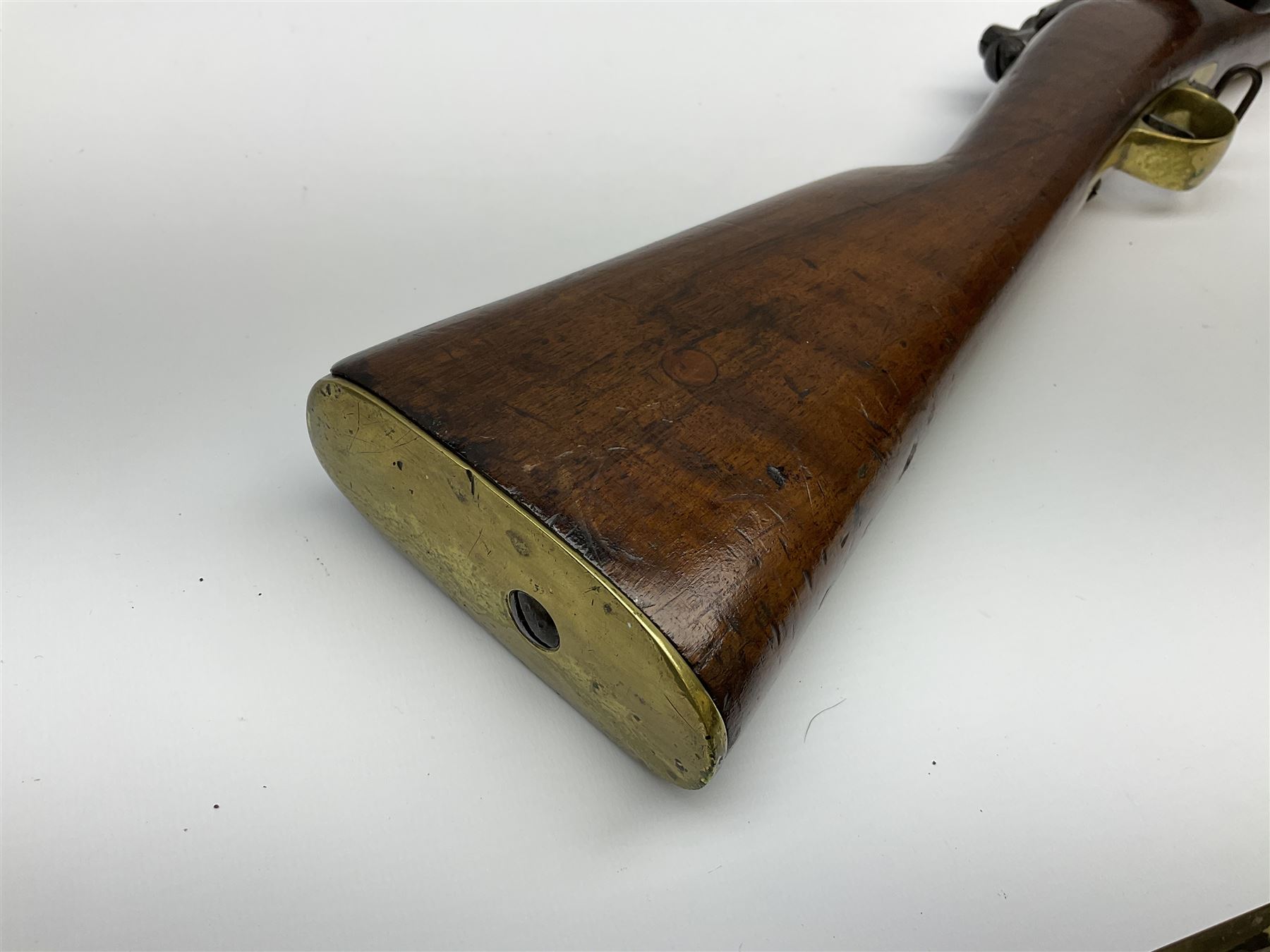 French Model 1866 Chassepot 11mm bolt-action needle fire rifle, the 70.5cm barrel stamped with various proof marks, the action inscribed 'Manufacture D'Armes St. Etienne Mle 1866-74', walnut full stock with brass mounts, stock stamped 8798, under barrel ramrod and two sling swivels L117cm