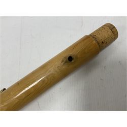 Wooden bass recorder, possibly by Roessler but unmarked, in fitted and lined case 