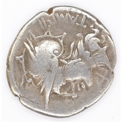  Silver denarius, Roman Republic M.Baebius, 137 B.C  