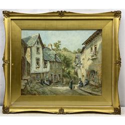 Tom Clough (British 1867-1943): Village Street Scene, watercolour signed 48cm x 59cm
