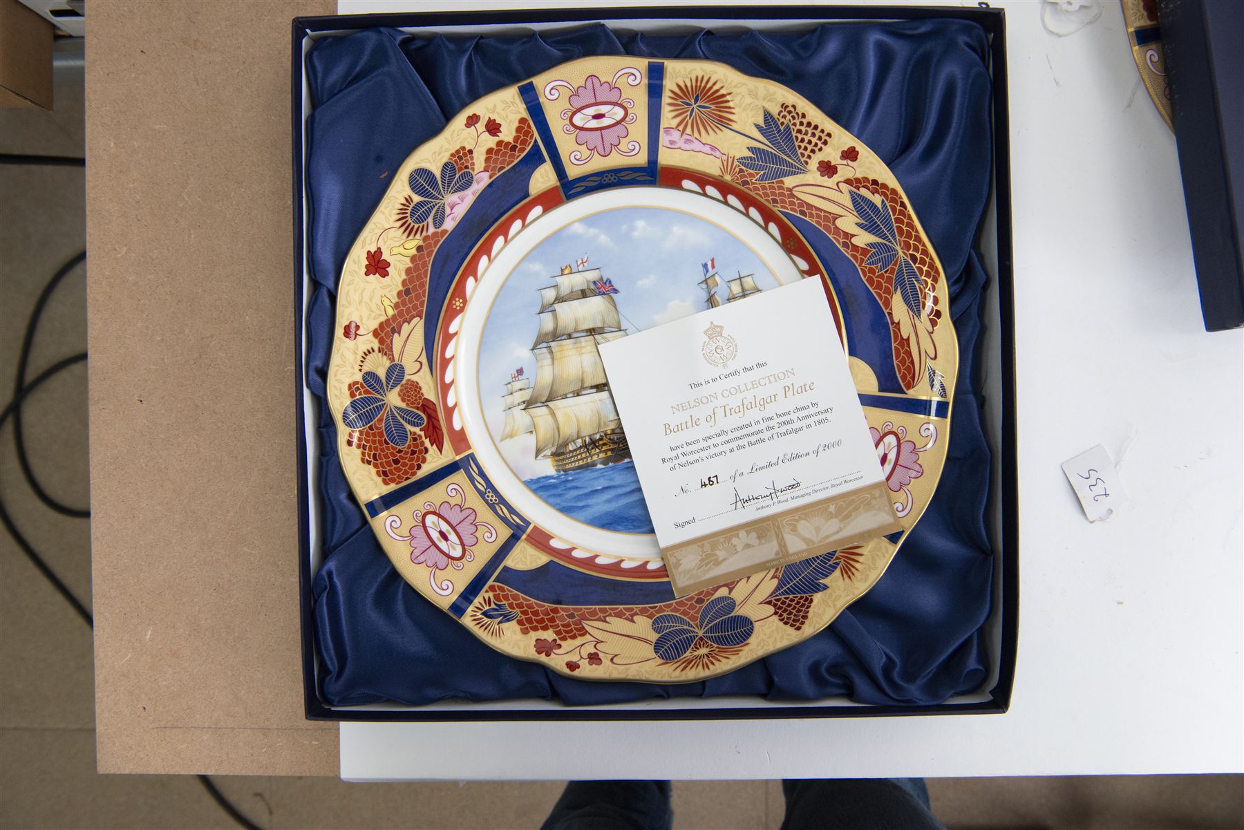 Royal Worcester seven Nelson collection plates, limited edition, comprising two Battle of Cape St Vincent, two Battle of Trafalgar, two Battle of Copenhagen and Battle of the Nile, all with certificates and original boxes 