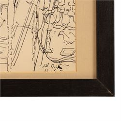 Jill Dickinson (British 20th Century): Interior Scenes, three ink and wash drawings, variously signed and dated '50, 26cm x 36cm (3)