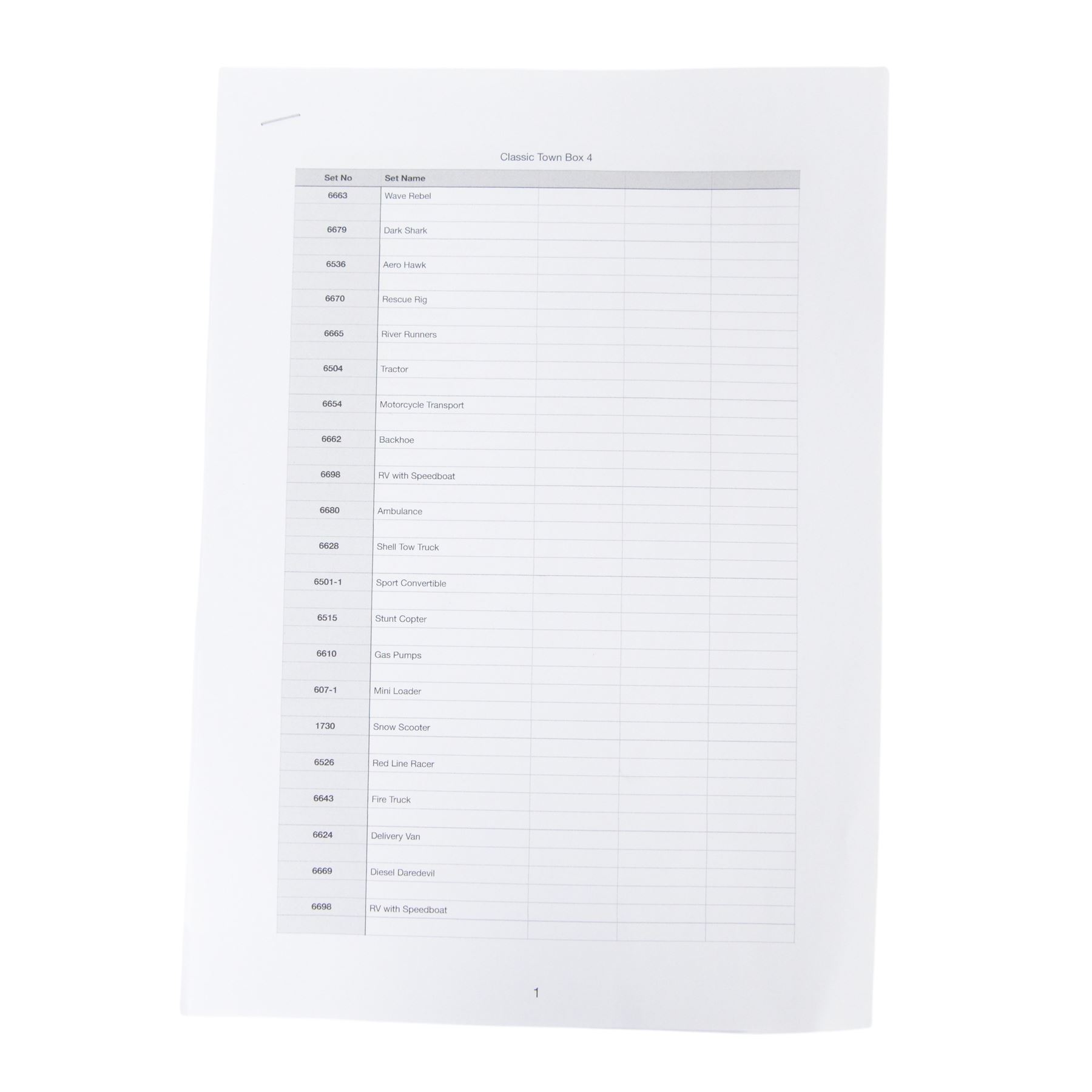 Thirty vintage Lego Classic Town unbuilt sets, including no. no. 6663 Wave Rebel, no. 6536 Aero Hawk, no. 6680 Ambulance, no. 6610 Gas Pumps, no. 6526 Red Line Racer, no. 6501-1 Sports Convertible, no. 6669 Diesel Daredevil, etc