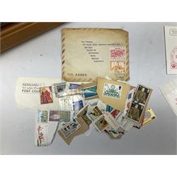 Queen Elizabeth II presentation packs, face value of usable postage approximately 900 GBP, and various other stamps and related items, in albums, folders and loose, in one box