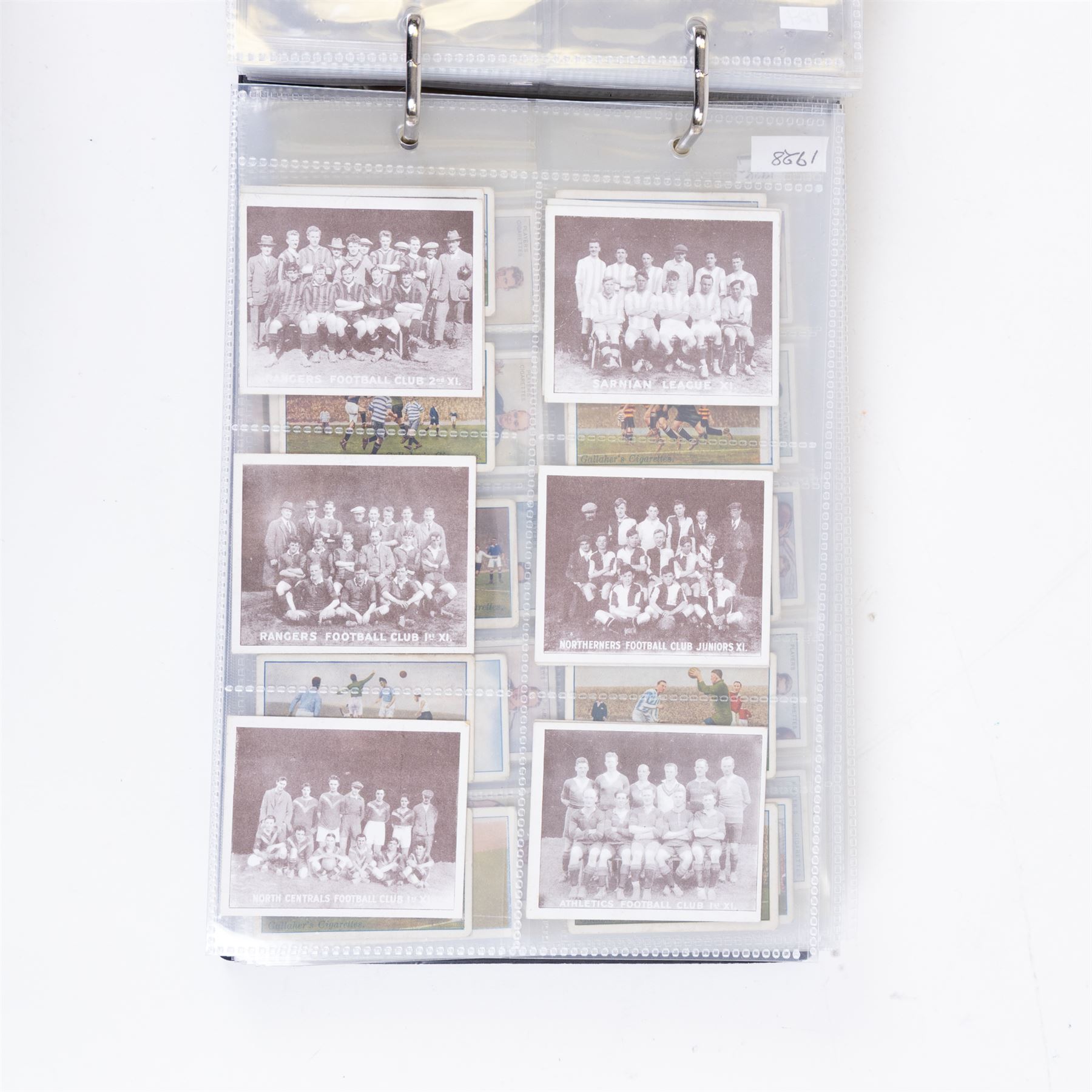 Collection of Edwardian and later Football related trading and cigarette cards, including forty-nine of fifty 1906 Ogden's Football Club Colours, 1922 PALS Footall series, ninety of one hundred 1925 Gallaher Famous Footballers, complete set of forty-four 1926 Ogden's Captains of Association Football Clubs and Colours, complete set of fifty 1927 Players Football Caricatures by MAC,  complete set of fifty 1927 Players Football Caricatures by RIP,  complete set of fifty 1930 Players Association Cup Winners, complete set of 50 1933 Ogdens AFC Nicknames etc, housed in brown cigarette card album