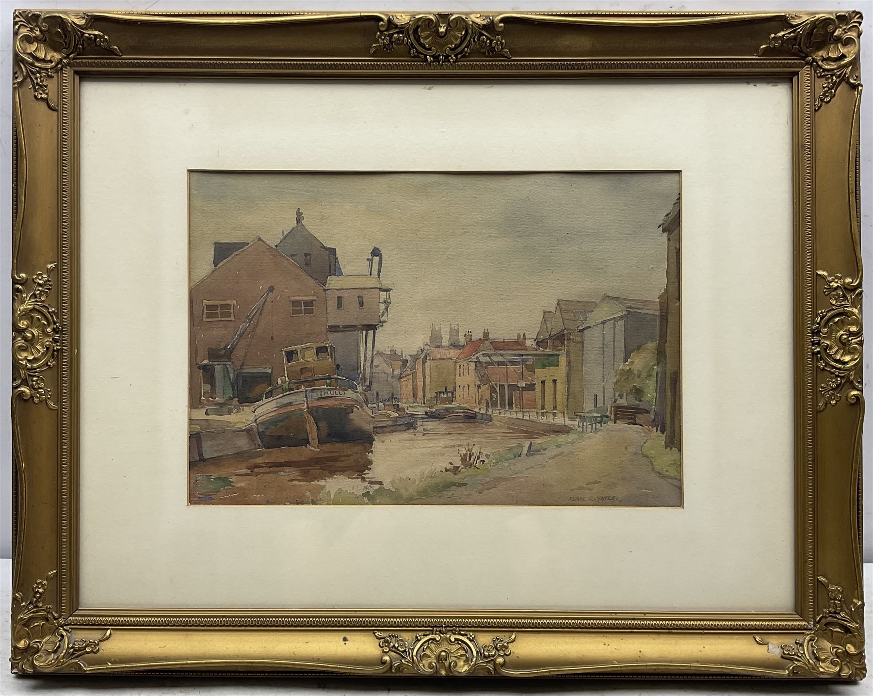 Alan R Yates (Hull 20th century): 'Beck End Beverley', watercolour signed, titled on label verso 24cm x 35cm