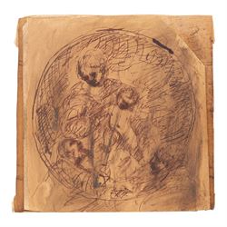 Italian School (18th century): Madonna and Child, ink tondo indistinctly signed R*tti and inscribed 'Roma', 24cm x 22cm