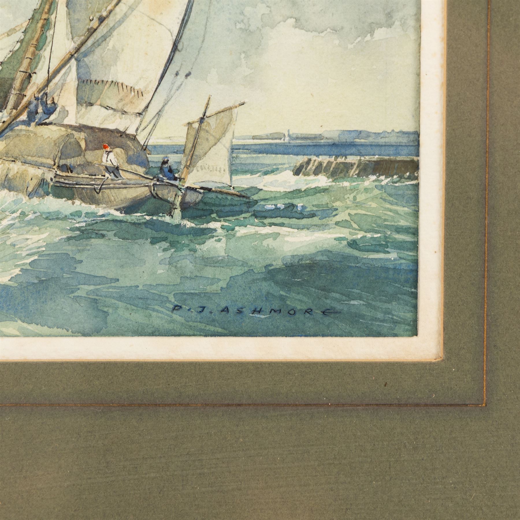 Peter J Ashmore (British b.1923): 'A Fresh Breeze - Hay Barge Gets Under Way', watercolour signed, titled verso 17cm x 27cm