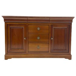 Grange Furniture cherry wood sideboard, fitted with three drawers and two cupboards