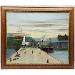 Robert Sheader (British 20th century): On Scarborough Pier, oil on board signed 54cm x 65cm