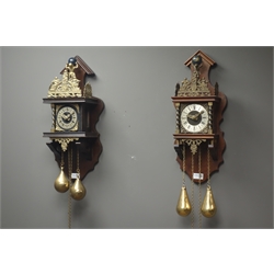  Two 20th century Dutch style figural wall clocks with weights (no pendulums)  