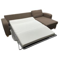 Lydia Deluxe - right-hand corner sofa bed, upholstered in mocha fabric