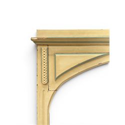 Two large painted pine window or door surrounds, square cornice with arch top, applied mouldings (widths 180cm and 130cm)
