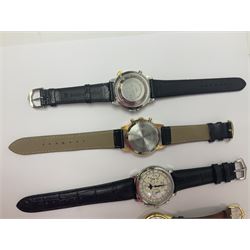 Three automatic wristwatches including Seiko, Debert chronograph and Swiss Emperor and four manual wind wristwatches including Chronograph Swiss, Interpol, Mithras chronograph and Oris