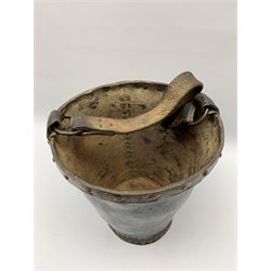 Victorian leather fire bucket with riveted detail and leather carry handle, not including handle H29cm D27.5cm